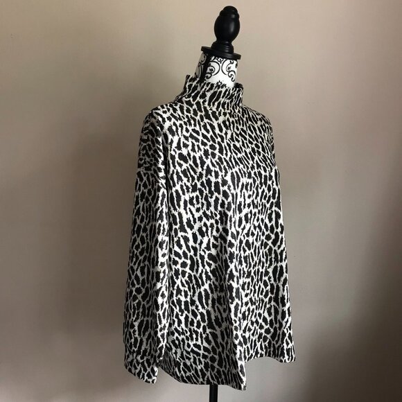 LOFT Plus Animal Spotted Mock Neck Top - Black Tan - Size 14 Plus - Picture 6 of 7